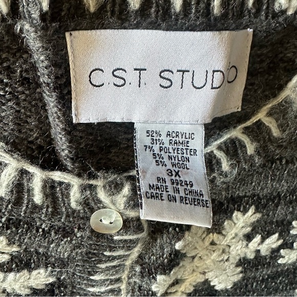 CST Studio wool blend chunky knit winter sweater vest snowflake womens 3X - Picture 4 of 7